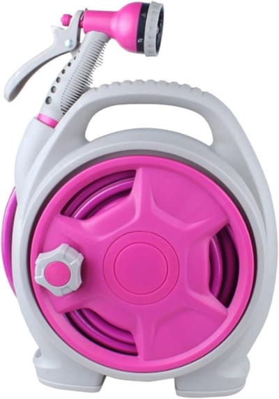 Tuinslanghouder - Slanghaspelwagen - Tuin water geven - Met slanggeleider - 15M/50FT - Roze
