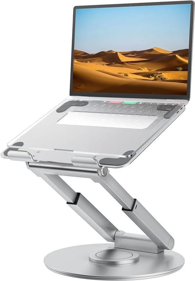Stunq® Laptopstandaard, in hoogte verstelbaar, met 360 graden draaibare basis, ergonomische laptopstandaard, laptopverhoging voor bureau, staande laptopstandaard, computerstandaard met MacBook Pro, laptops