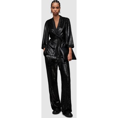 AllSaints Carina Sequin Kimono Black Maat: 2 | Jassen Outlet | Dames | Zwart