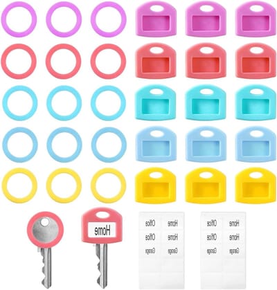 Multicolor Siliconen Sleutelhoesjes - 30 Stuks Sleutel Identificatie Caps met Schrijfbare Labels voor Thuisorganisatie en Classificatie