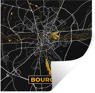 Muurstickers - Sticker Folie - Frankrijk – Bourges – Stadskaart – Plattegrond – Kaart - 100x100 cm - Plakfolie - Muurstickers Kinderkamer - Zelfklevend Behang XXL - Zelfklevend behangpapier - Stickerfolie