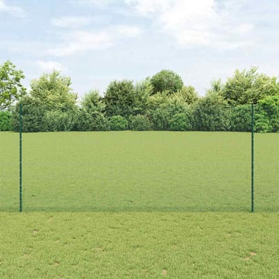 vidaXL - gelast - draadhek - met - palen - 10 - x - 1,4 - m - PVC-Coated - Staal - Groen