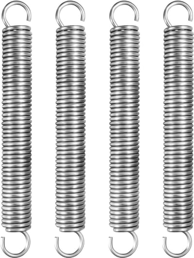 Roestvrijstalen trekveren met haken - 4 stuks, 150 mm, buitendiameter 18 mm, draaddiameter 2,5 mm, maximale trekkracht 13 kg