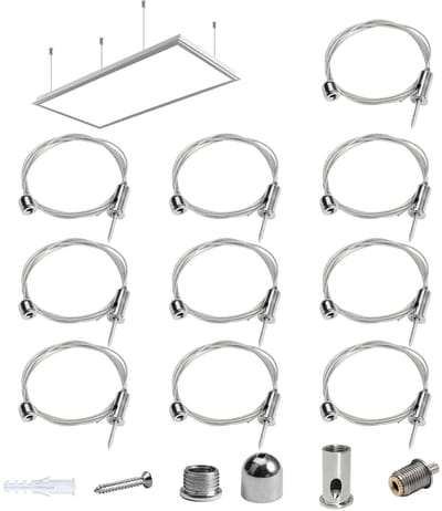 Installatiekit voor Kabelophangsystemen - 10-delige Set met 1.5mm x 1m RVS Kabel, Verstelbare Draad en Ophangmateriaal voor Plafondmontage