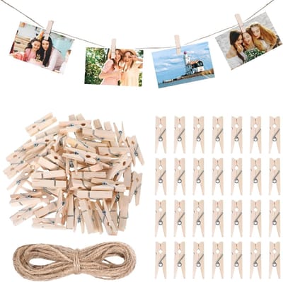 Set van 150 Mini Kledingknijpers van Hout 3.5 cm voor het Ophangen van Foto's, Kaarten en Creatieve Projecten