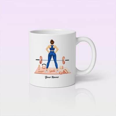 Gepersonaliseerde Fitness Vrouwen Mok 330ml – Aanpasbaar Cadeau Voor Sportschoolliefhebbers Met Gewichthef Ontwerp – Motiverende Workout Koffiemok