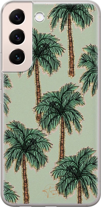 Hoesje geschikt voor Samsung Galaxy S22+ - Palmbomen - Soft Case - TPU - Natuur - Groen - Mooie Telefoonhoesjes