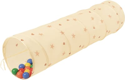 Selonis Jongens En Meisjes Speeltunnel met 100 ballen - Opvouwbare Constructie Met Metalen Strengen Draagtas - Stimuleert Kruipen Coördinatie En Fantasiespel - Lichtbeige: Geel/Groen/Blauw/Rood/Oranje