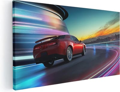 Artaza Canvas Schilderij Auto - 40x20 cm - Klein - Wanddecoratie Sportauto - Muurdecoratie Mancave - Schilderijen Op Canvas