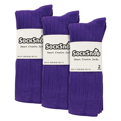 Sock Snob - Heren effen gekleurde katoenrijke geribbelde sokken - 6 paar