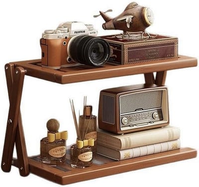 Multifunctionele Houten Desktop Organizer Plank voor Kantoor, Woonkamer en Keuken - Ruimtebesparende 2-Tier Opbergoplossing voor Documenten, Boeken en Keukengerei