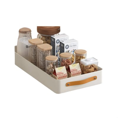 Keukenopbergrek - Voor Keukenkast & Aanrecht - Uittrekbare Lade met Schuifrails - Kasten Organizer - off white-25cm W