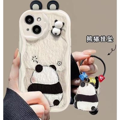 Étuis de téléphone souples avec pendentif en forme d'oreilles de panda en 3D pour iPhone 15 Pro Max 14 11 13 12 Mini XR 6s 6 8 7 Plus X XS SE For iPhone 13 Mini