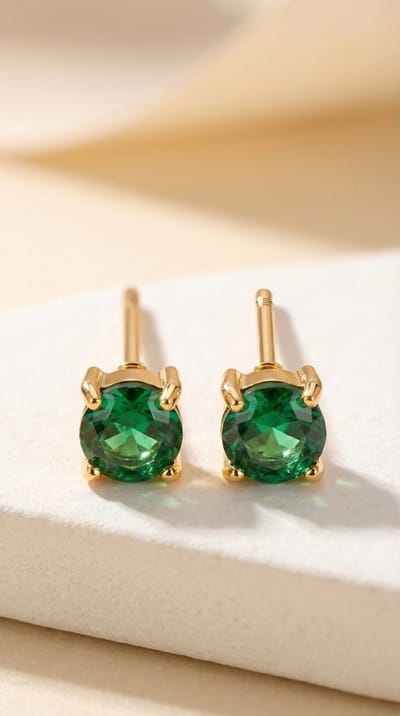 Lundholm Grace Oorknopjes Dames Goudkleurig – Mei Birthstone – Premium Stainless Steel 2.5 Micron PVD Gold Plated – Steen Groen – Kleine Luxe Oorstekers – Tweede Gaatje Oorbellen Dames Geboortesteen Studs – Scandinavisch Design