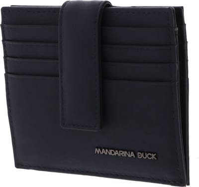 MANDARINA DUCK Leren Kaarthoes Detroit Leather RFID Card Holder Navy Blauw