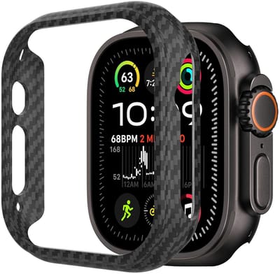 Nekit Fiber - Hoesje Geschikt voor Apple Watch 3/2/1 49MM - Kevlar Bumper Cover Case - 1500D Aramidevezels - Ultra Dun - Zwart