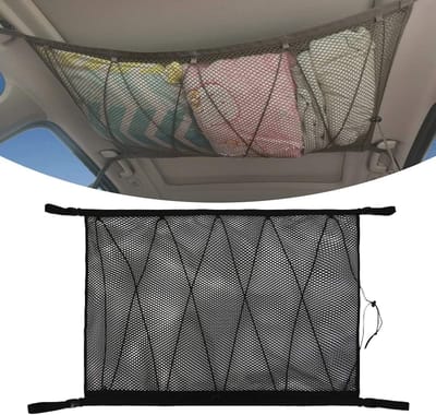 Oneay Auto-opbergnet, universele daktas met ritssluiting, zwart bagage-organizer opbergnet voor auto- en SUV-dak (net met trekkoord)