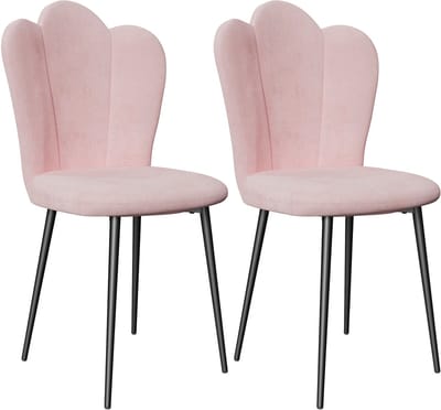 PIPIPOXER- Eetkamerstoelen - Set Van 2 - kaptafelstoel, metalen poten,Roze