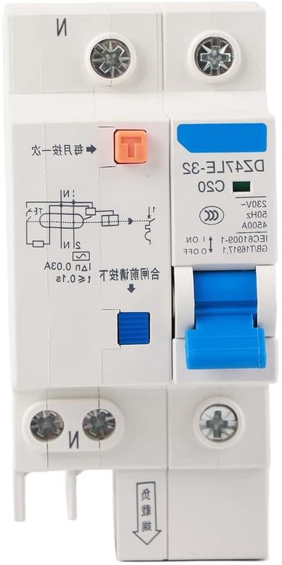 Aardlekschakelaar - Stroomonderbreker Veiligheid - Bescherming Elektrische Schok - Automatische Uitschakeling - 20A 30mA - Grijs