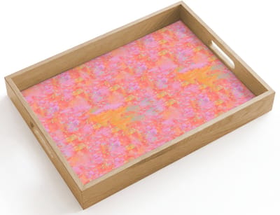 Dienblad hout 40x30 cm - Schootdienblad - Vloeiend - Verf - Perzik - Borrelplank rechthoek - Plateau dienbladen