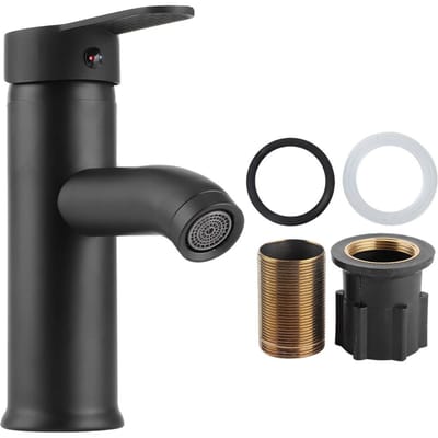 Robinet de lavabo de salle de bain en acier inoxydable, mitigeur d'eau chaude et froide, noir, bas gray