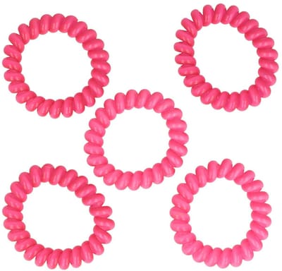 Haarsoires Haarelastieken Invisibobble - Basic - Telefoondraad - Fuchsia Roze - Set van 5 - Spiraal Haar Elastieken - Haarvriendelijk