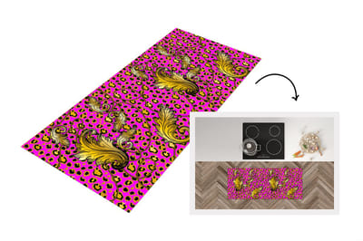Keukenloper - Loper keuken - Barok - Panter - Goud - Patroon - 120x50 cm - Keukenloper vinyl