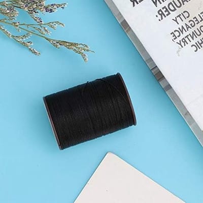 Waxed Leather Draad 0.45mm voor Leerbewerking, DIY Projecten, Armbanden en Kettingen, 160m Rol, Zwart