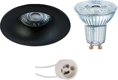 LED Spot Set - LEDVANCE Parathom PAR16 940 36D - Pragmi Nora Pro - GU10 Fitting - Dimbaar - Inbouw Rond - Mat Zwart - 3.4W - Natuurlijk Wit 4000K - Ø82mm
