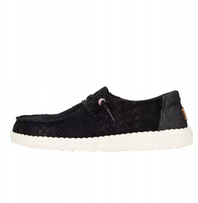 Hey Dude Wendy Crochet Lace - Dames Mokassins - Zwart - Boho Stijl - Flexibele Zool