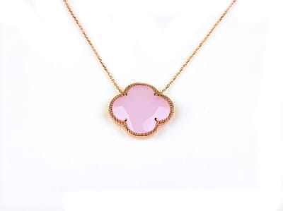 model Fiori kleine klaver ketting in zilver roze verguld lichtroze klaver