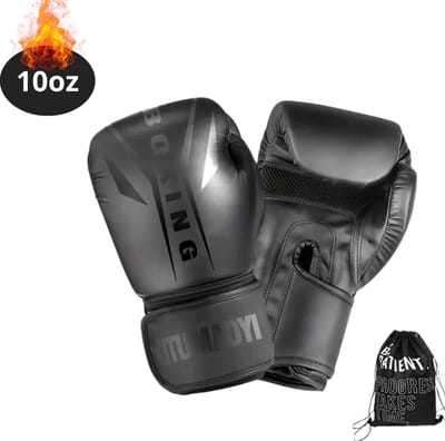 Nivard Bokshandschoenen - Kickboks Handschoenen - Boxing Gloves Set - Vecht Handschoenen - Heren - Dames - Zwart - 12 oz