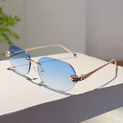 Randloze Ovalen Zonnebril Mannen Vintage Verloop Casual Bril Vrouwen Trendy Luxe Merk Ontwerp Zonnebril
