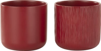 J-Line bloempot Gen - keramiek - rood - medium - 2 stuks - Ø 15 cm