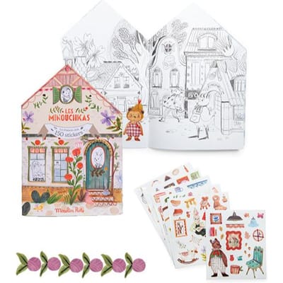 Moulin Roty kleur- en stickerboek Les Minouchkas 3 jr+