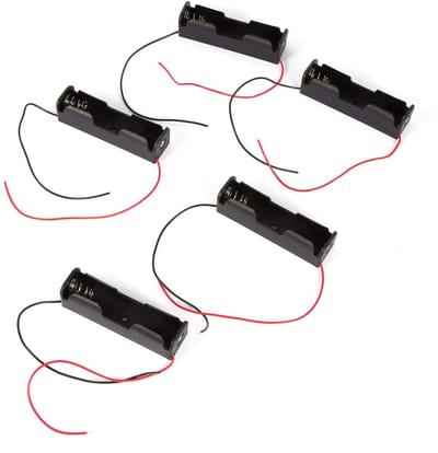 Dailygoody - Batterijhouder - Opbergdoos voor Batterijen - Praktische Draadconnector - Zwart - Geschikt voor 1x 3,7V Batterij - 5 Stuks