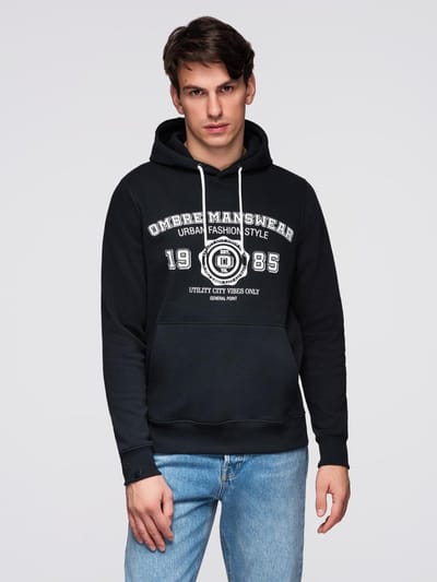 OMBRE Sweater - Regular Fit - Katoen - Lange Mouw Zwart S