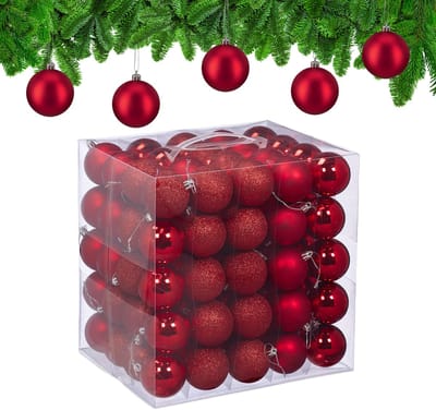 Kerstballen set van 100 - Ø 6 cm - kunststof - onbreekbaar - rood