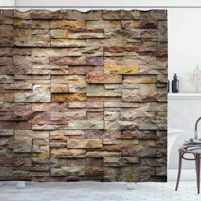 ABAKUHAUS douchegordijn – marmer beige-grijs – 175x220 cm – waterafstotend