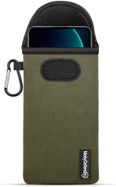 MobyDefend Hoesje - Geschikt voor Xiaomi 13T Pro - Neopreen Pouch Met Karabijnhaak - Insteek - Riemlus - Groen