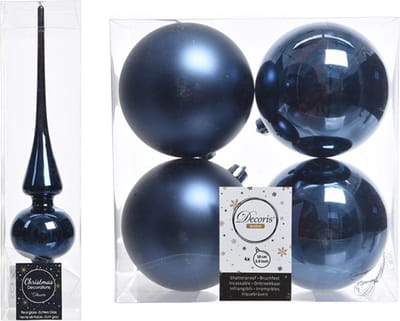 Decoris kerstballen met piek - 5 stuks (set) - 10cm - kunststof