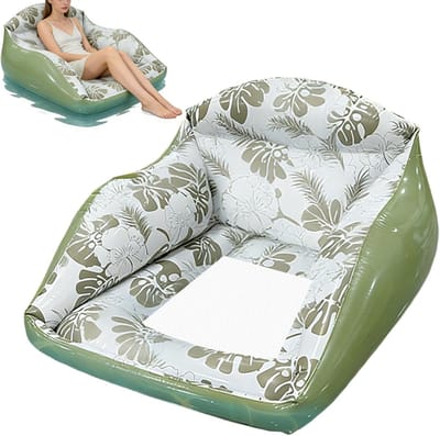 Opblaasbaar Ligbed - Drijvend Loungebed - Ontspanning op water - Ingebouwd hoofdkussen - 86x84cm
