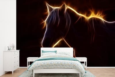 Behang - Fotobehang Paard - Contour - Licht - Breedte 330 cm x hoogte 220 cm