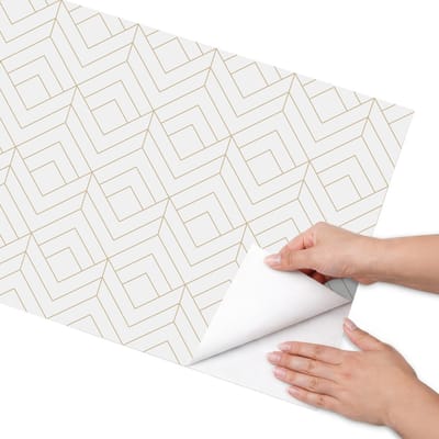 Coloray Meubel Wrap Folie - Wit Meubelfolie - 50x100 cm - Plakfolie Meubels Geometrisch ontwerp - Decoratiefolie Zelfklevend - Geometrische Meubelfolie - Meubelfolie Zelfklevend - Badkamer decoratie - Achtergronden en patronen