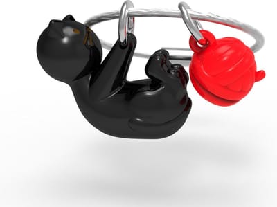 Metalmorphose Sleutelhanger Poes Kitten met bolletje wol Kat - Zwart