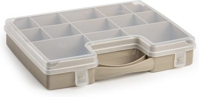Plasticforte Opbergkoffertje - 13-vaks - taupe - opbergkoffer - sorteer box - 27,5 x 20,5 x 3 cm