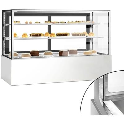 GGM Gastro Kühl- & Kuchenvitrine - 1800mm - Doppelverglasung - mit 2 Ablagen Zilver