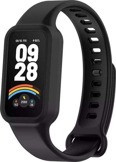 Strap-it Siliconen bandje met druksluiting - geschikt voor Xiaomi Smart Band 9 Active (zwart)