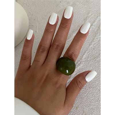 Ingemark Vintage Onregelmatige Gladde Hars Plastic Ringen voor Vrouwen Nieuwe Trend Boho Geometrische Vingerringen Esthetisch Feest Zirkoon brown
