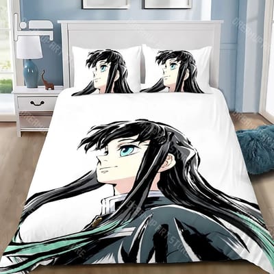 Demon Slayer Muichiro tokito Dekbedovertrek Kussensloop Beddengoedset Volwassene Jongen Meisje Slaapkamer Decoratie Kinderen Cadeau Eenpersoonsmaat AU Single 140x210cm